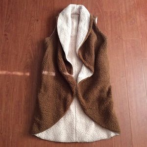 Favlux - reversible teddy vest coat w/ pockets